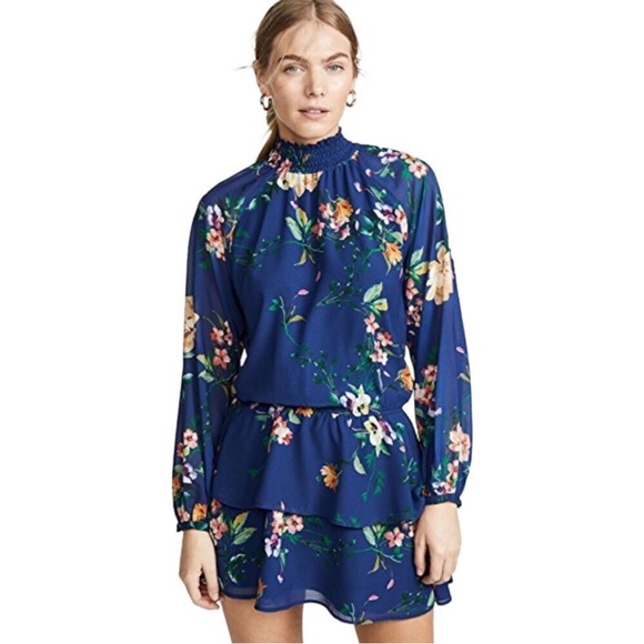 Yumi Kim Dresses & Skirts - NWOT Yumi Kim Class Act Mini Dress Navy Floral Print Long Sleeve Smocked- XL